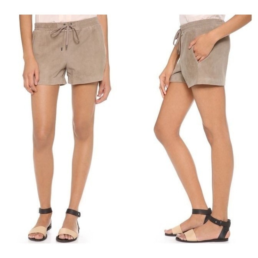 Vince Suede Leather Drawstring Boxer Shorts Concrete Beige NWT Size S $425 - Picture 11 of 11